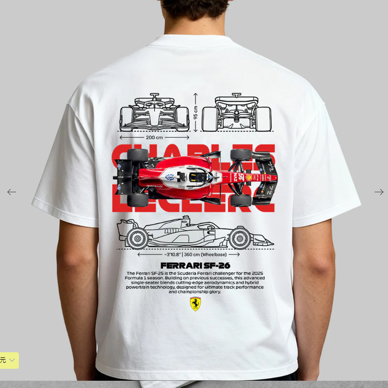 SF26 Leclerc Đua Chất Lượng Cao In Hình Áo Thun Nam Nữ Cho Người Hâm Mộ Ô Tô Cotton Nguyên Chất Tay 