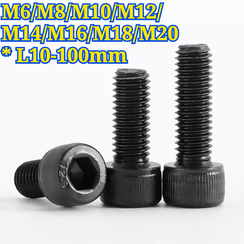 Bulong Lục Giác đầu trụ Chìm Đầu Trụ Thép tôi đen cấp 10.9, Ốc Vít Lục Giác, Ốc vít ren bước nhỏ M6/