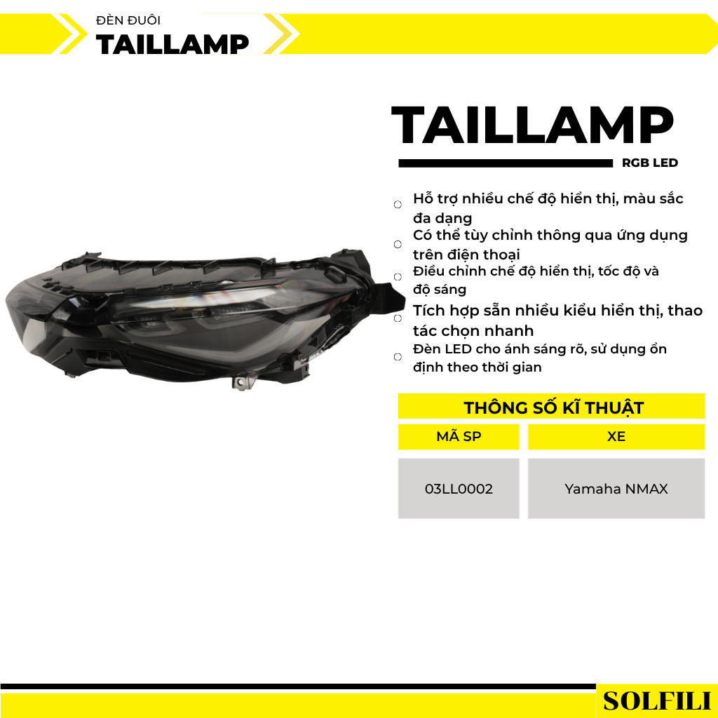 Đèn Đuôi LED Solfili Cho Yamaha NMAX Plug & Play – Nhiều Chế Độ Hiển Thị, Đổi Màu Theo Sở Thích >>>>