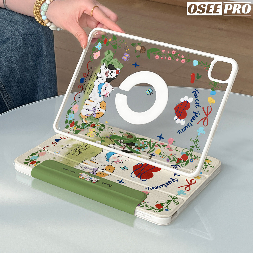 Ốp lưng iPad Osee Pro 720° Ốp lưng chống rơi Acrylic trong suốt cao xoay từ tính cho iPad Pro 13 11 
