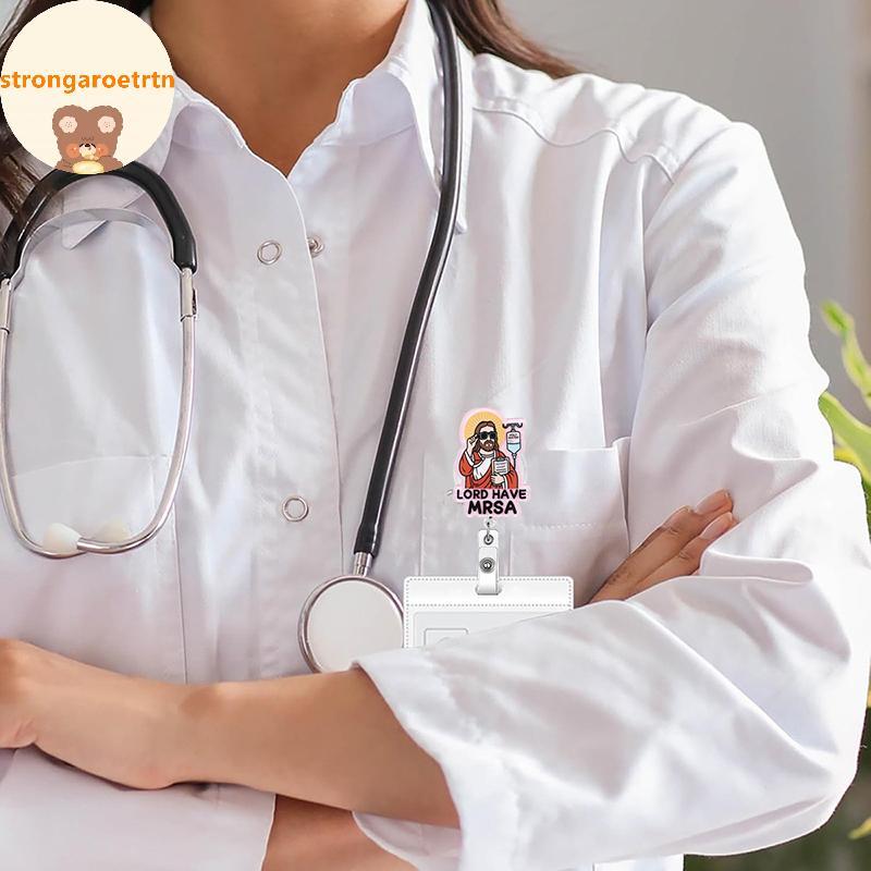 Strongaroetrtn Lord Have MRSA Funny Nurse Badge Reel, Hộp đựng huy hiệu y tế ID có thể thu vào dễ th