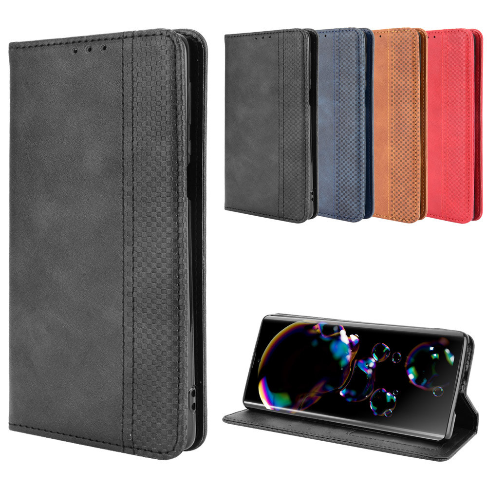 Ốp điện thoại Sharp Aquos R7 Khóa từ tính Flip Holder Thẻ bảo vệ Vỏ da Sharp R7 bên ngoài