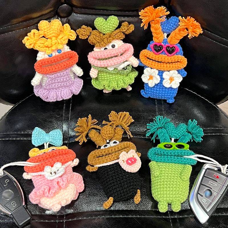 Cute Cartoon Sausage Mouth Key Case Pull-out Car Remote Control Key Protective Cover Buckle Big Mout