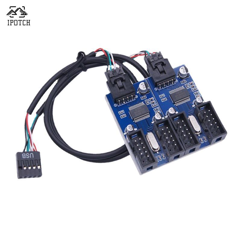 9 Pin USB Header Giao diện Fan Splitter Cáp chuyển đổi cho Bo mạch chủ