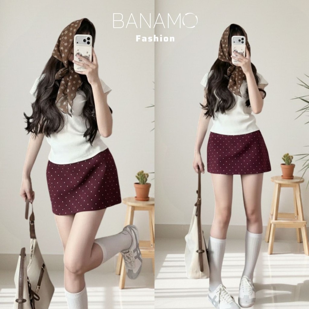 Chân váy nữ BIGSIZE Banamo Fashion chân váy dáng ngắn form chữ A chất dạ ép khóa kéo sau phong cách Hàn Quốc 590 | BigBuy360 - bigbuy360.vn