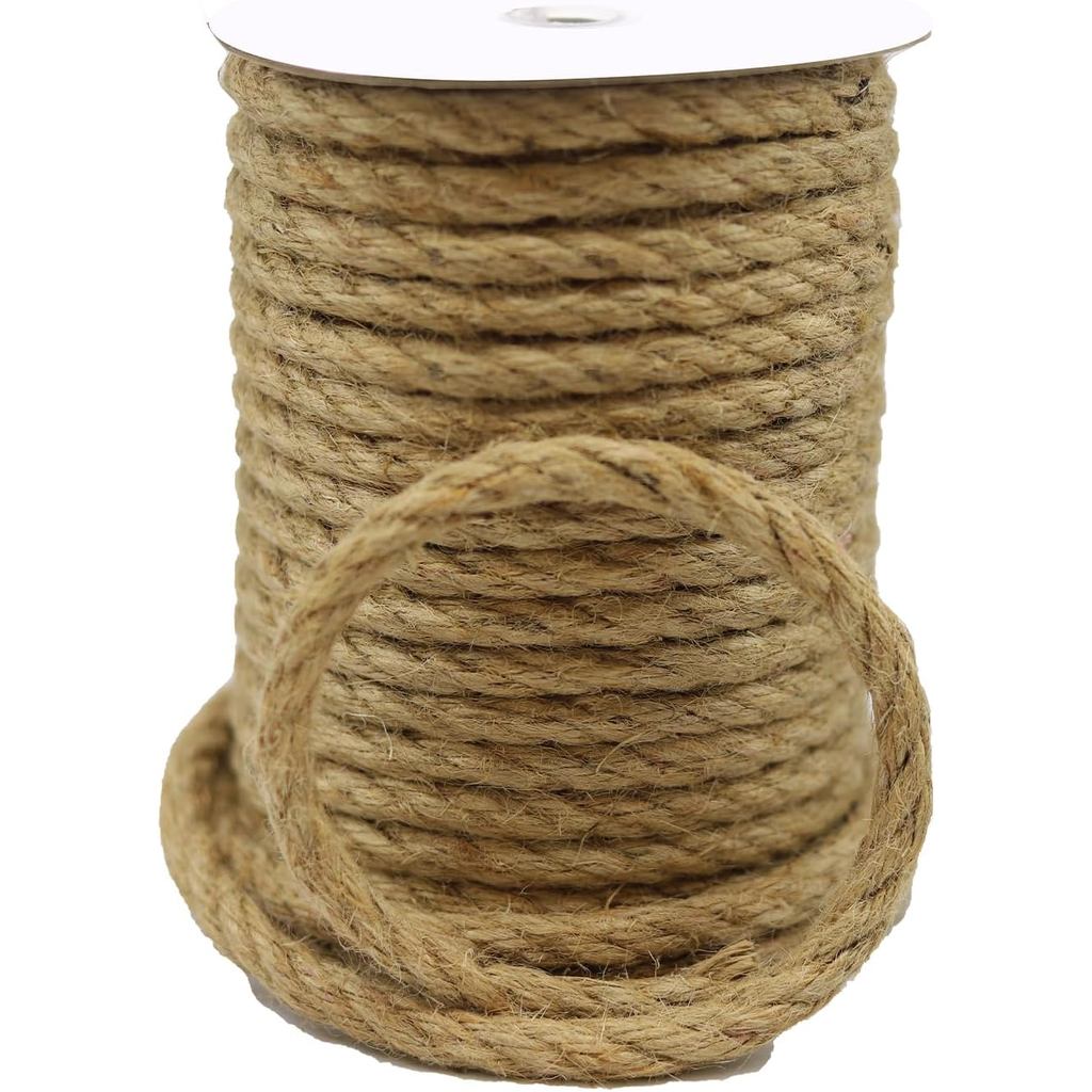 Dây đay 50 Feet 8mm Dây Sisal hạng nặng tự nhiên dành cho đồ thủ công, cột cào cho mèo, bó và treo (
