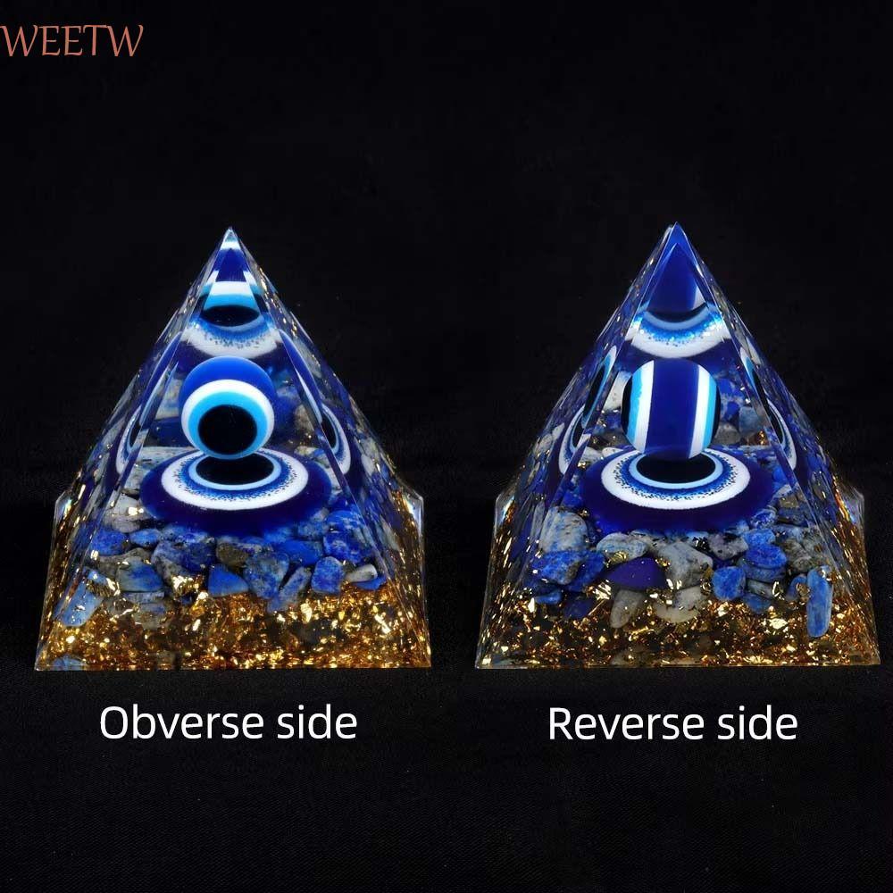WEETW Evil Eye Ornament, Fortune Lucky Crystal Stone Pyramid Figurine, Art Carfts Energy Orgone Resi