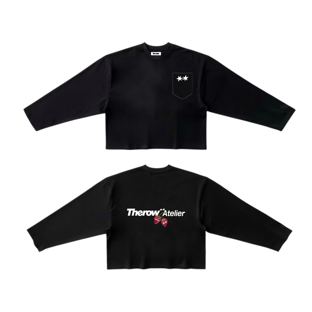 THEROW Áo Thun Tay Dài " PHỐI TÚI " Long Sleeve Boxy 250gsm Form Rộng Cổ Tròn Unisex Nam Nữ Phong Cách Basic Thoải Mái | BigBuy360 - bigbuy360.vn