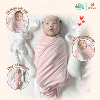 Quấn Chũn Sơ Sinh Unbee Vải Co Giãn Giúp Bé Ngủ Ngon + Tặng Che Thóp Tai Gấu | AnHy ShopKid