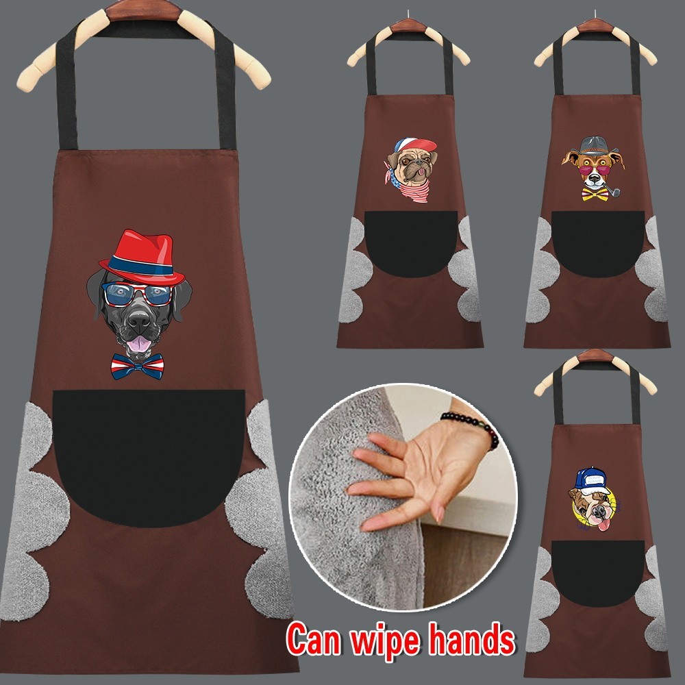 Restaurant Store Waiter Work Uniform Apron Professional Kitchen Clean Apron With Pocket Cute Dog Pat