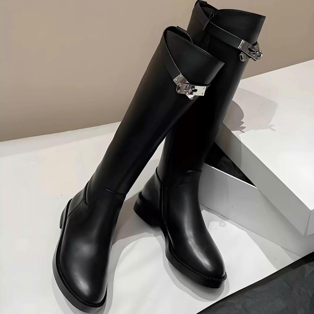 ( FORM TO)Boot cao cổ nữ đế cao 3cm – bốt nữ boots đùi – Khóa trên tinh tế, form đứng dễ mang-MSP TREN MIMI 3726-1 TRÊN