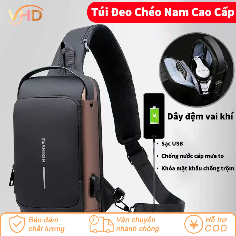 Túi Messenger Nam Cao Cấp Chống Nước - Nhiều Ngăn (iPad/Điện Thoại/Phụ Kiện), Khóa Chống Trộm, Vải Oxford Bền Bỉ