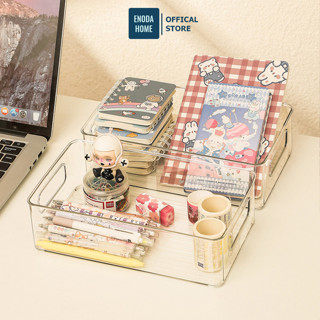 Khay Nhựa Trong Suốt Đựng Mỹ Phẩm ENODA HOME, Khay Đựng Đồ Đa Năng Để Bàn Có Thể Xếp Chồng Q059