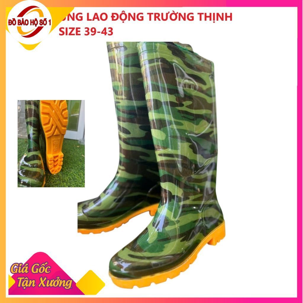 Ủng lao động rằn ri đế vàng size 39 - 43, ủng đi mưa, ủng lội nước Trường Thịnh