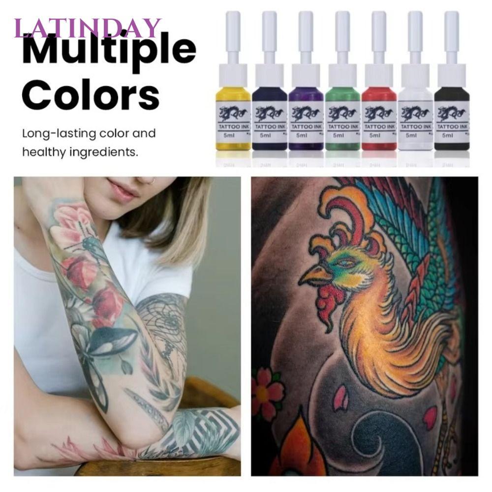 Mực xămLATINDAY 6 màu, dùng cho trang điểm nghệ thuật và xăm hình, 5ml each