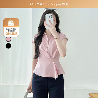  Áo kiểu nữ GUMAC cổ sơ mi vạt đắp tay liền  LAF1104 