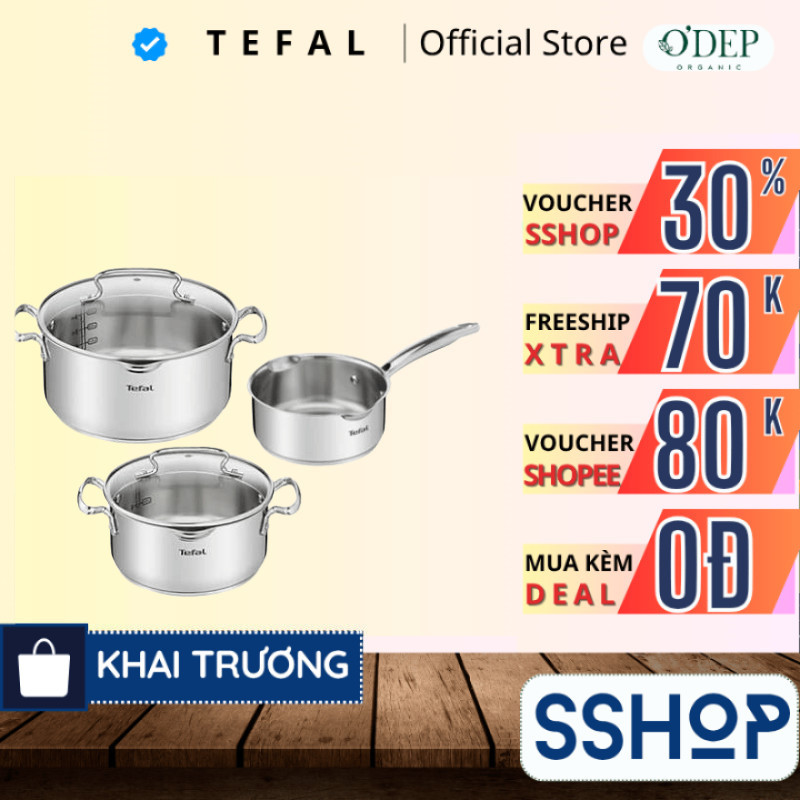Bộ 3 nồi inox đáy từ cao cấp Tefal Duetto Plus 16/20/24 (G719S674/ G719S655) - Bảo Hành 24 Tháng - S