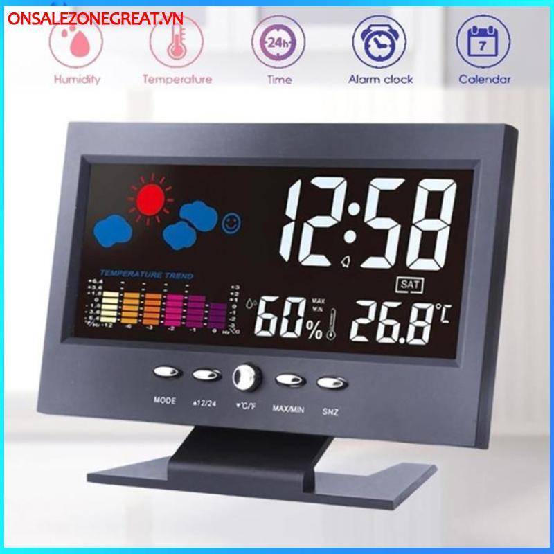 Ons Màn hình màu LCD Kỹ thuật số Balight Báo động báo động Clo Trạm dự báo thời tiết TẠI