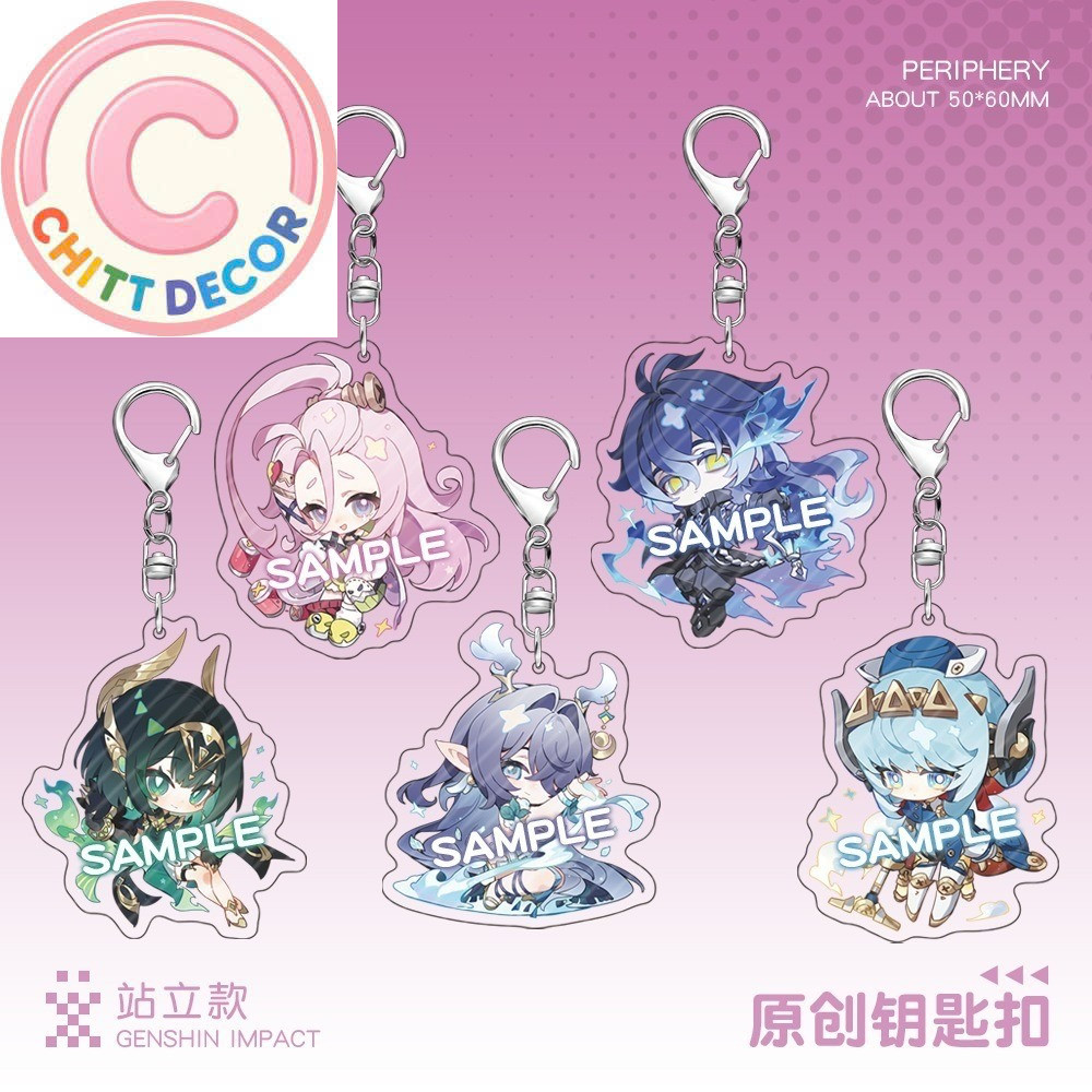 Game Genshin impact Flins Aino Lauma Nefer Ineffa Acrylic Pendant Keychain Key Chain Pendant Keyring