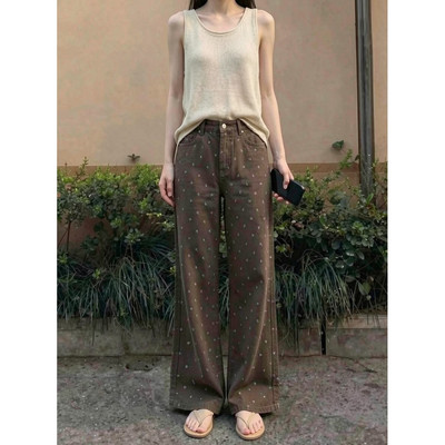 DaDuHey Women's Wide-leg Jeans Korean Retro High Waist Loose Slim Lazy Pear Shape