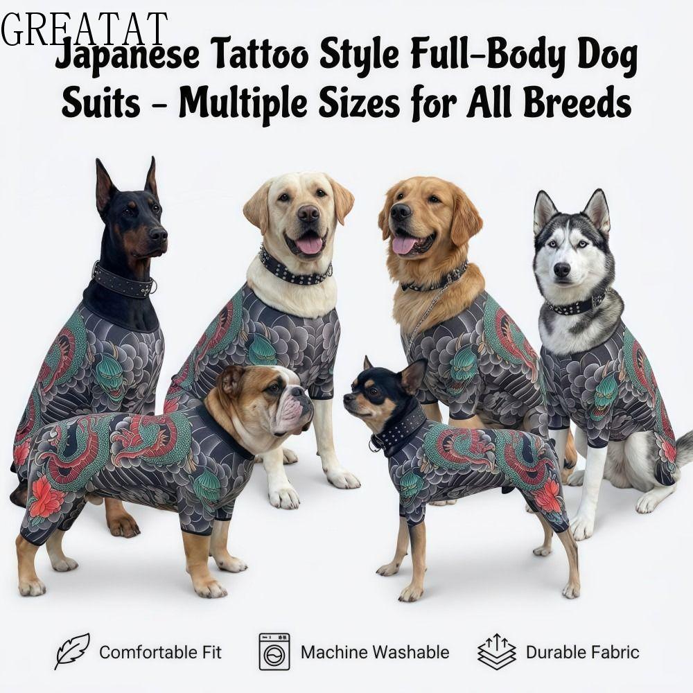 GREAT Dog Cat Tattoo Jacket, Four Seasons Funny Pet Tattoo Vest, Sáng Tạo Thoáng Khí Thoáng Khí Sống