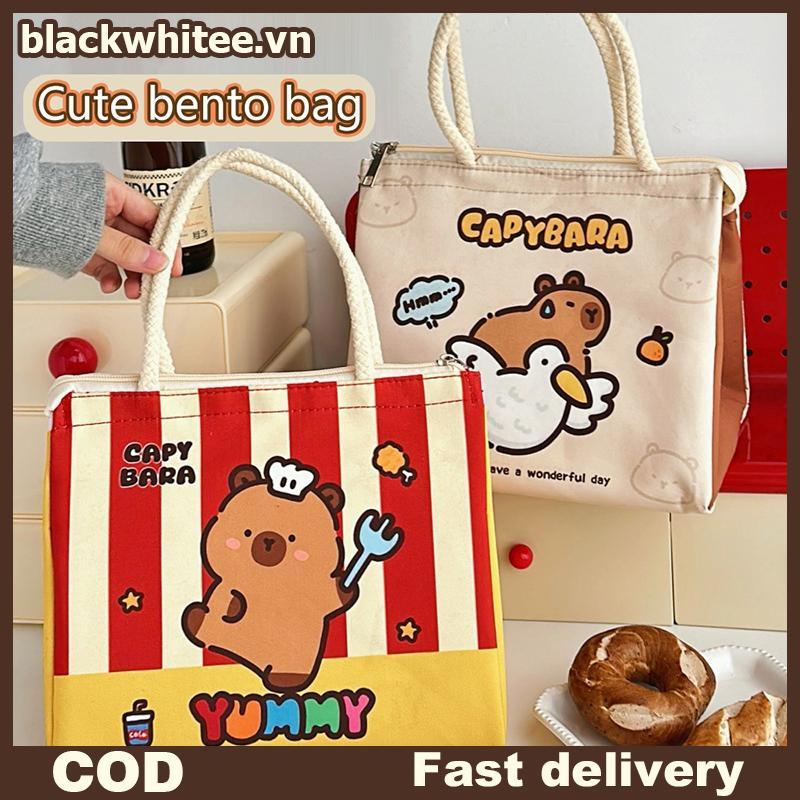 BWHTE Kawaii Hoạt Hình Capybara Hộp Cơm Trưa Túi Tote Cách Nhiệt Túi Bento Túi Ăn Trưa Cho Nữ Bé Gái
