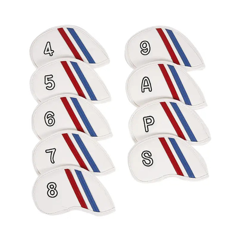 9 Miếng Bao Da Đầu Sắt Golf Da PU 4,5,6,7,8,9, A, P, S Golf Club Cover