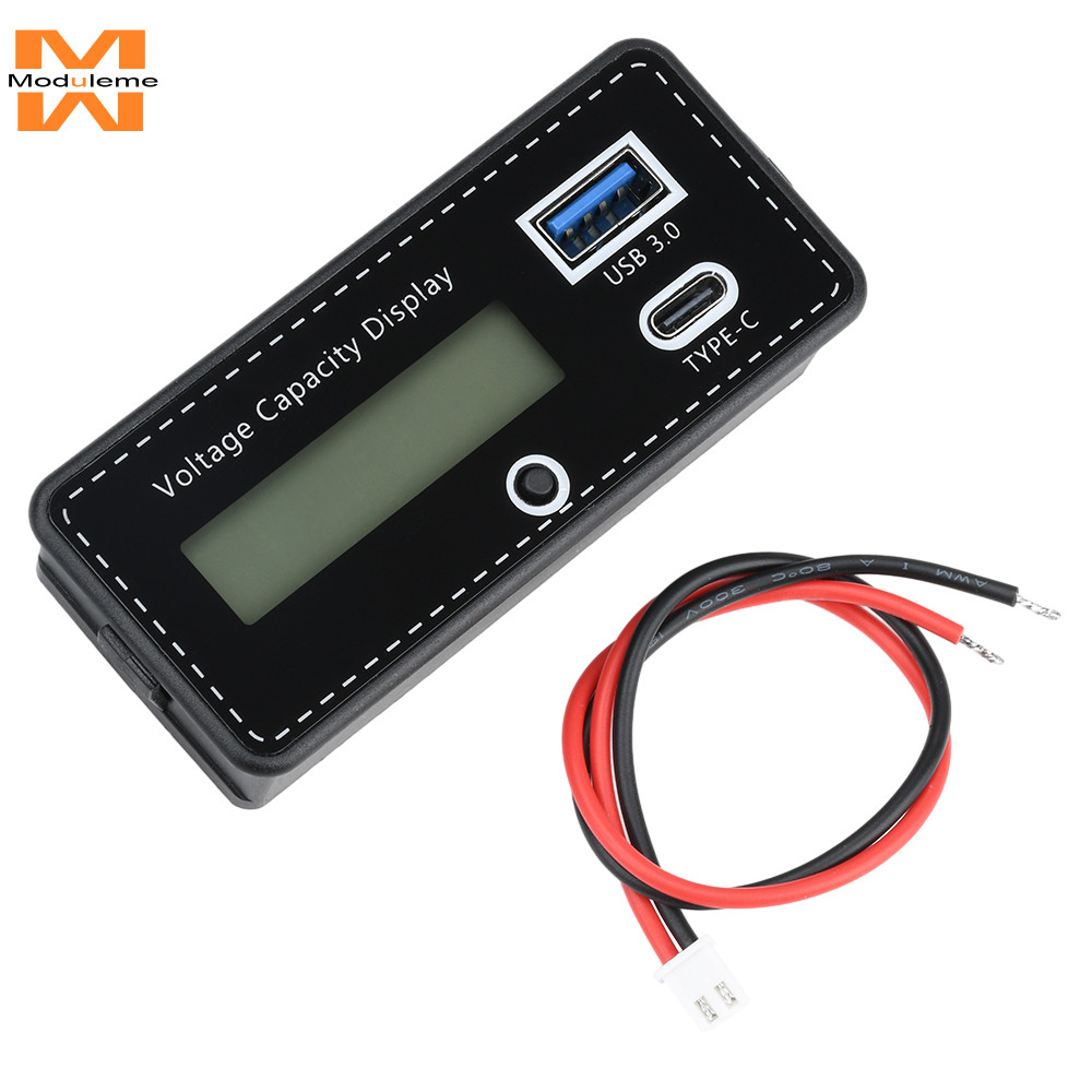 Đèn báo điện áp và sạc pin kỹ thuật số LCD DC8-30V Thích hợp cho nhiều loại pin USB + Type C