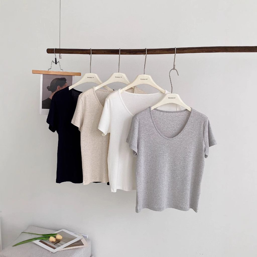 Ngỗng Cổ Trứng Lyocell Tencel Mưa Sương Vải Lanh Áo Thun Ngỗng Cổ Trứng Lyocell Tencel Mưa Vải Lanh 