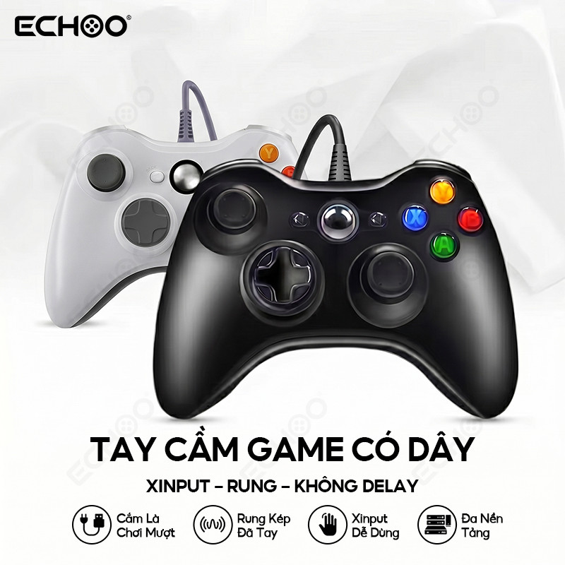 Tay Cầm Chơi Game Có Dây Rung Kép Cho PC Android TV PS3 Plug Play Xinput Kết Nối USB Chơi Game Mượt