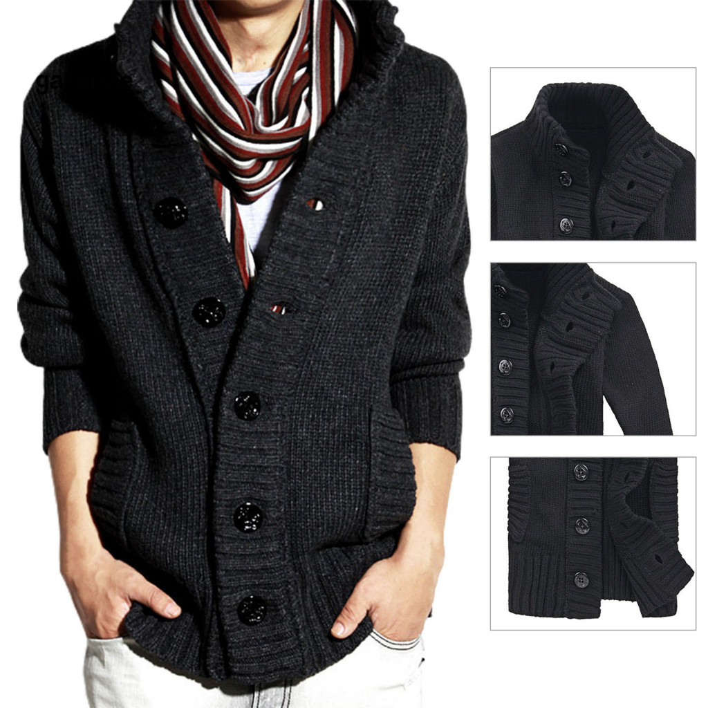 GAR Nam Cardigan Gân Còng Thời Trang Dày Ấm Áp Nam Áo Len Cardigan