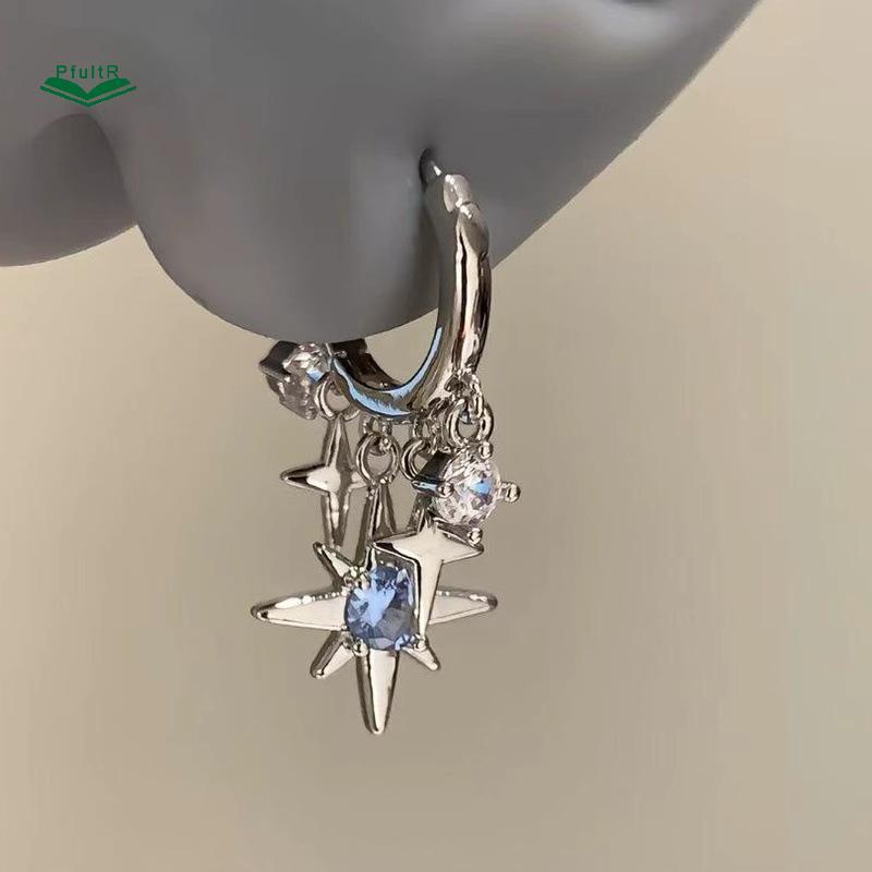 Bông Tai Hình Ngôi Sao Tám Cánh màu Bạc từ đá Blue Zircon - Perfect Gift