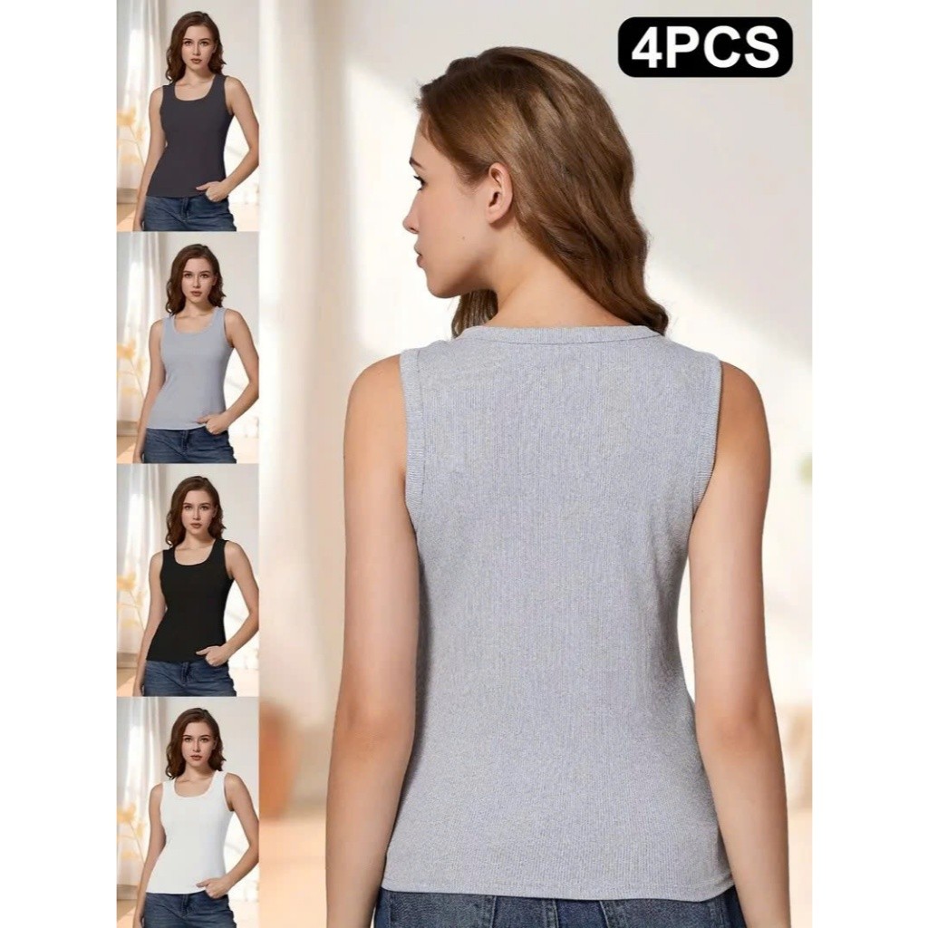 Combo 4 Áo Ba Lỗ Nữ Cổ Tròn Dáng Dài, Áo Ba Lỗ Nữ Bản To , Áo Ba Lỗ Nữ Dáng Ôm. METASHOP BEDAN