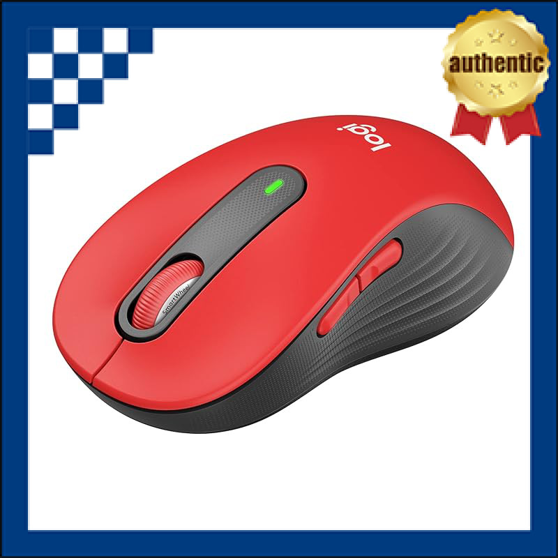 Logitech Signature M650LRD Wireless Mouse Silent Bluetooth Large Red Wireless Mouse Non-Supportive o
