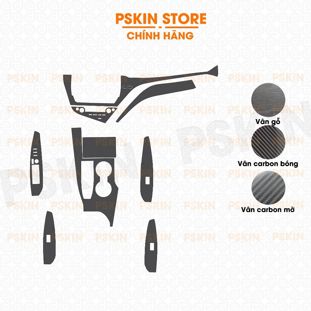 Dán decal nội thất Toyota Camry 2014-2025 vân carbon mờ, vân carbon bóng, vân gỗ, vân sần hiệu Pskin