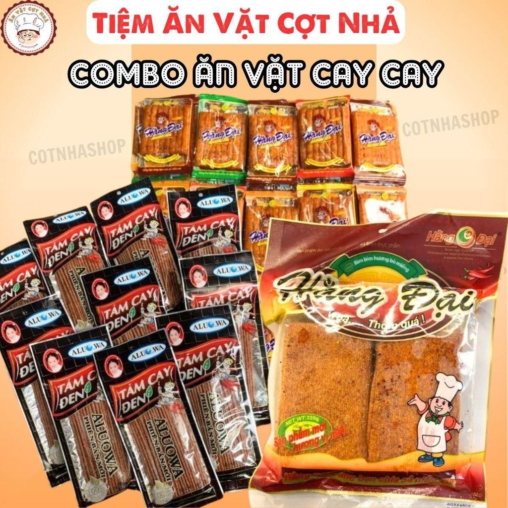 Combo CayCay Tuổi Thơ Gồm: 1 bịch 60 gói sườn dê hằng đại,1 gói bò miếng hằng đại, 5 gói tăm cay đen