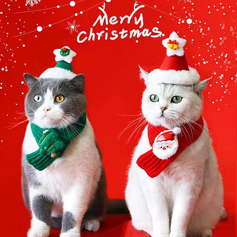 Cat Christmas Saliva Scarf Scarf Dress up Pet Ragdoll Cat Scarf Puppy Dog Accessories Bib Decoration