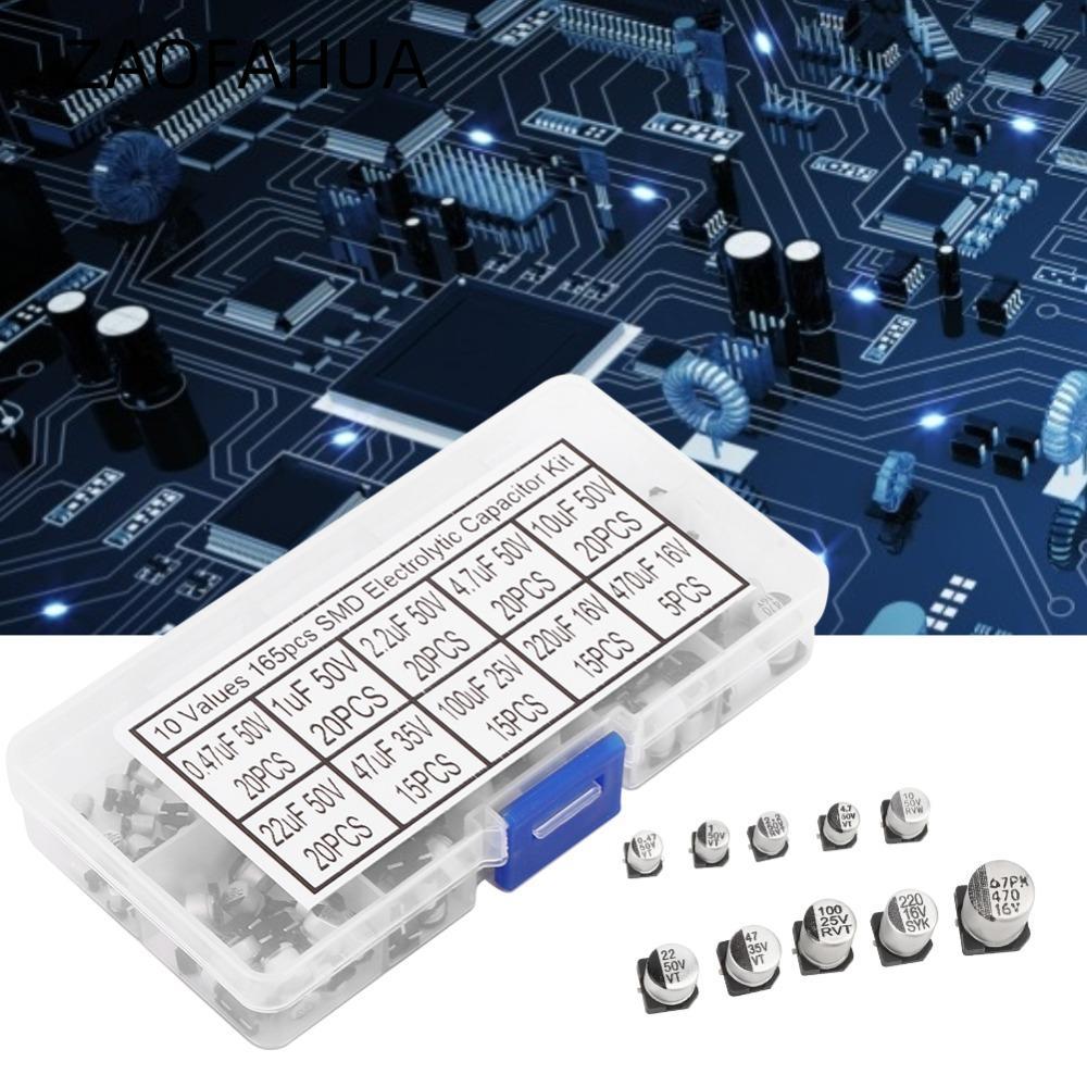 ZAOFAHUA 165 CÁI Bộ phân loại tụ điện điện phân, Tụ điện điện điện phân nhôm 0,47UF 50V - 470UF 16V 