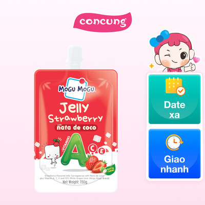 Thực phẩm bổ sung: Nước thạch Jelly Mogu Mogu vị dâu với thạch dừa và Vitamin A,C,E 150g