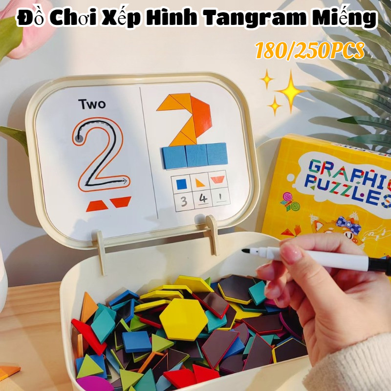 Đồ Chơi Xếp Hình Tangram Miếng,Đồ Chơi Giáo Dục Cho Trẻ Em,Giúp Bé Làm Quen Với Hình Học Và Chữ Số,B