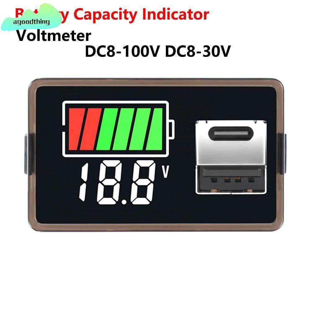 Chỉ báo dung lượng pin AGOODTHING, Màn hình kép LCD USB Type-C Vôn kế kỹ thuật số, Màn hình pin axit