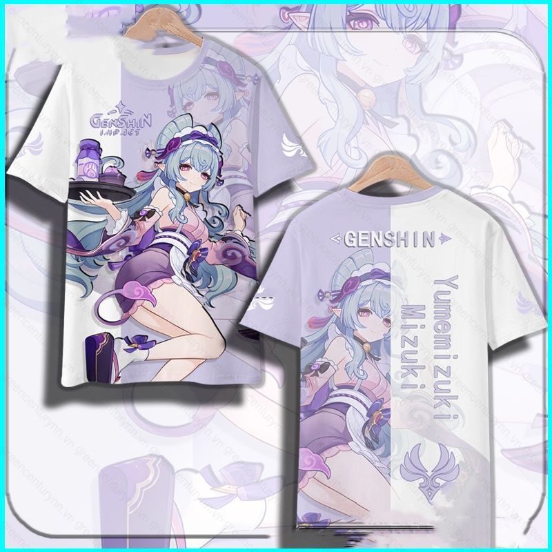 Áo Thun Mùa Hè Họa Tiết Yumemizuki Mizuki từ Genshin Impact - Tay Ngắn