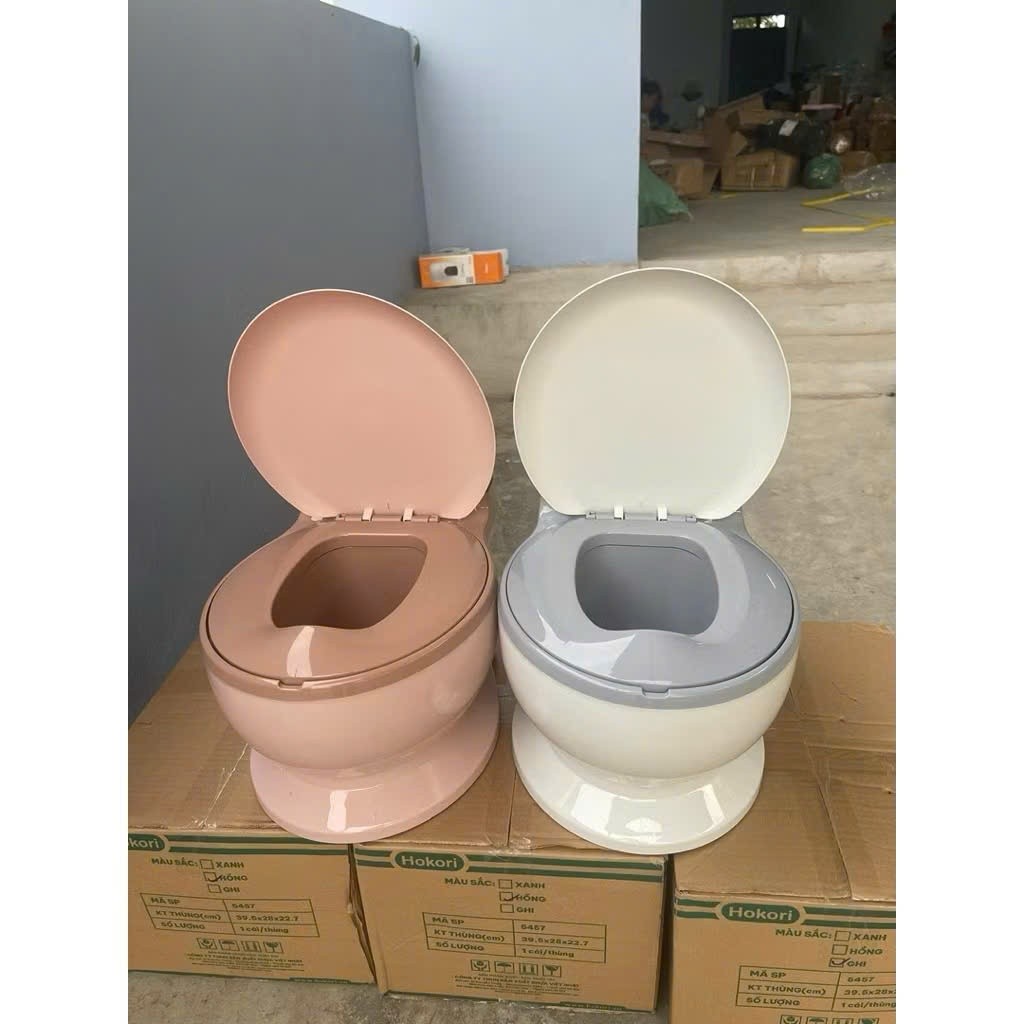 bô đi vệ sinh cho bé mô phỏng toilet người lớn, bồn cầu mini cho bé đi vệ sinh Hokori nhựa Việt Nhật
