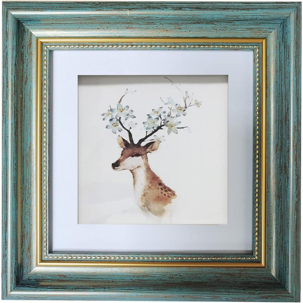 Khung ảnh 5x5 Khung ảnh vuông màu xanh Màn hình máy tính để bàn gắn trên tường. Mở trước 4.8x4.8. Bả