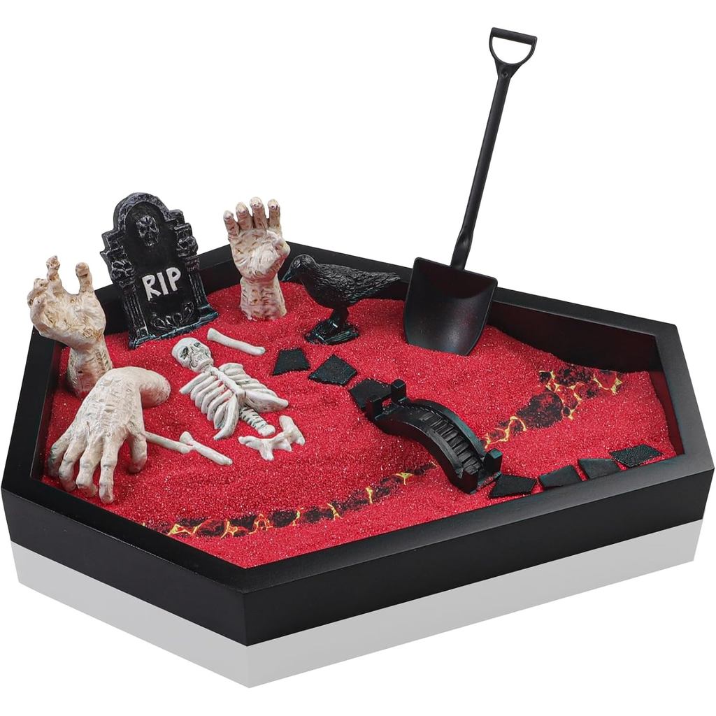 Quan Tài Zen Garden Cho Bàn Làm Việc 7 "x 9" Mini Zen Garden Kit Goth Phụ Kiện Cho Văn Phòng Hallowe
