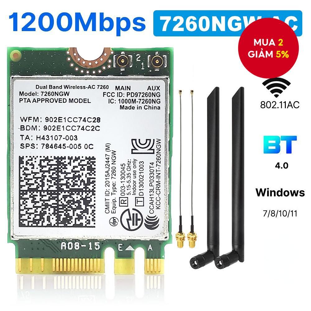 Bluetooth4.0 WiFi 1200Mbps Card mạng không dây NGFF M.2 Wifi Dongle 802.11AC Băng tần kép 2.4G 5G ch