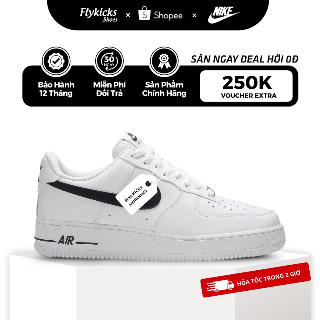 [[Auth] Giày Air Force 1 Low White Black CJ0952-100, Af1 Black White Fullbox Flykicks Authentics