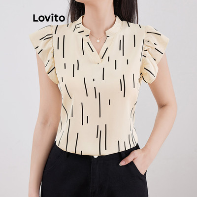 Lovito thanh lịch Áo Cánh Họa Tiết Hình Học in Xích Mùa Hè/xuân Dành Cho Nữ L121MD134