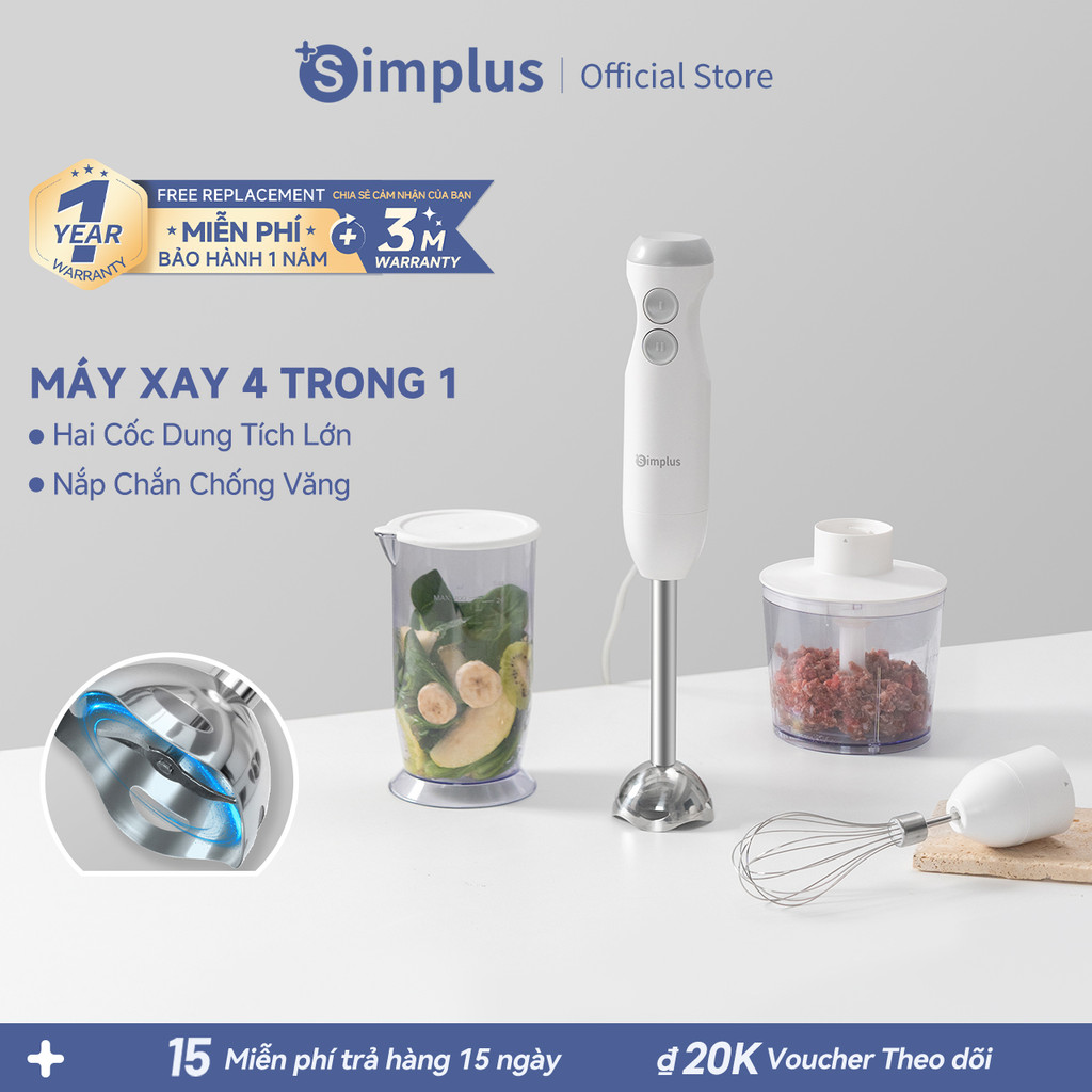 Simplus Máy Xay Cầm Tay Xay Thịt Đánh Trứng Xay Thực Phẩm Cho Bé Ép Trái Cây Làm Sốt Làm Bánh Xay Hạt JBBA003 | BigBuy360 - bigbuy360.vn