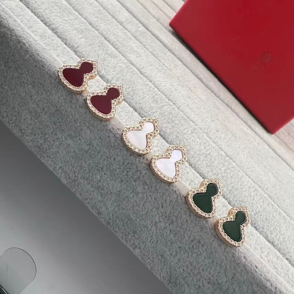 Qeelin Gourd Earrings for Women V Gold 18k Thick Gold Women's Rose Gold Earrings High-End Valentine'